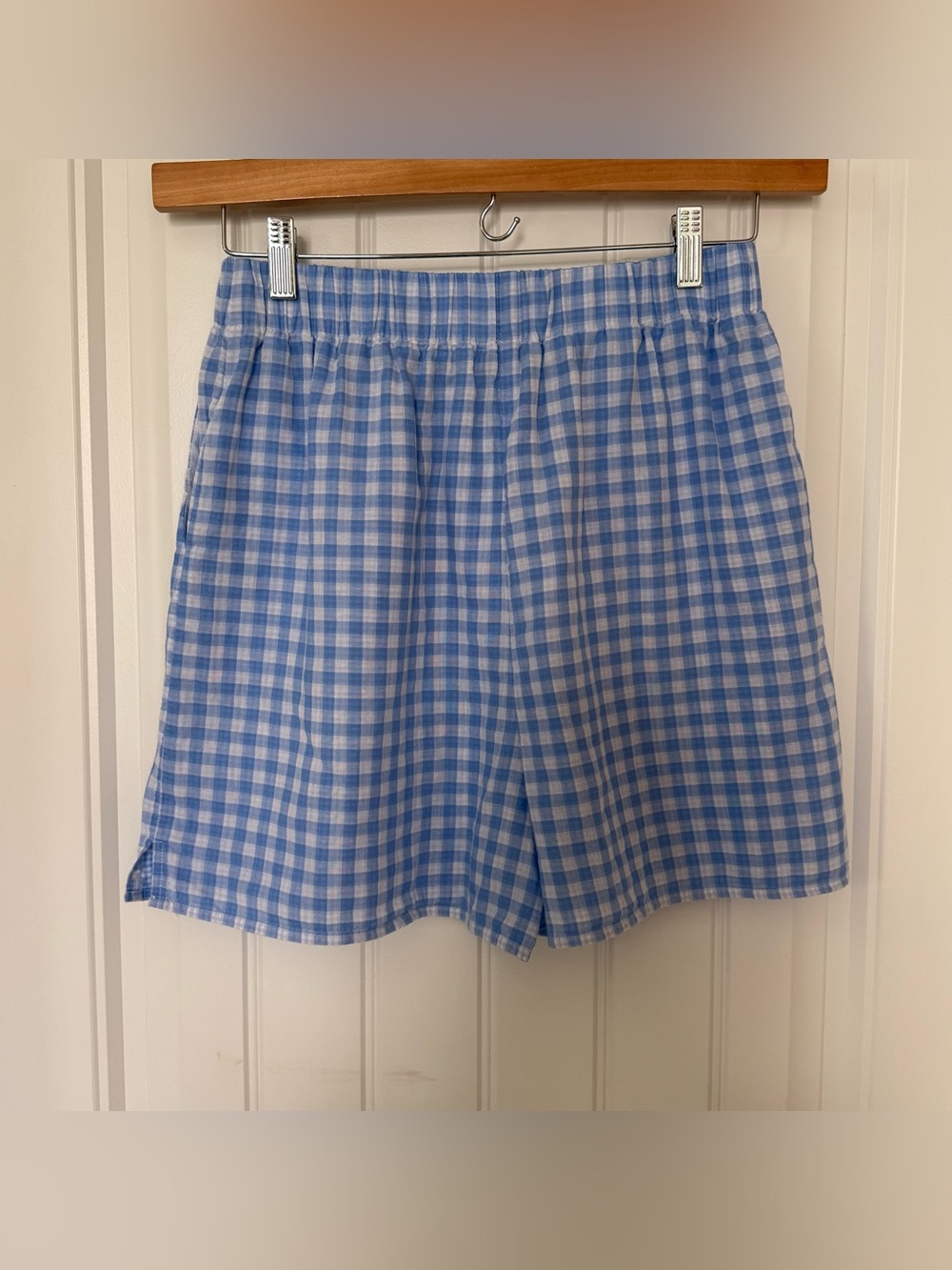 Favorite Daughter The Ex Boyfriend Blue Gingham Boxer Shorts Sz S Cotton Pull-On - Picture 3 of 5